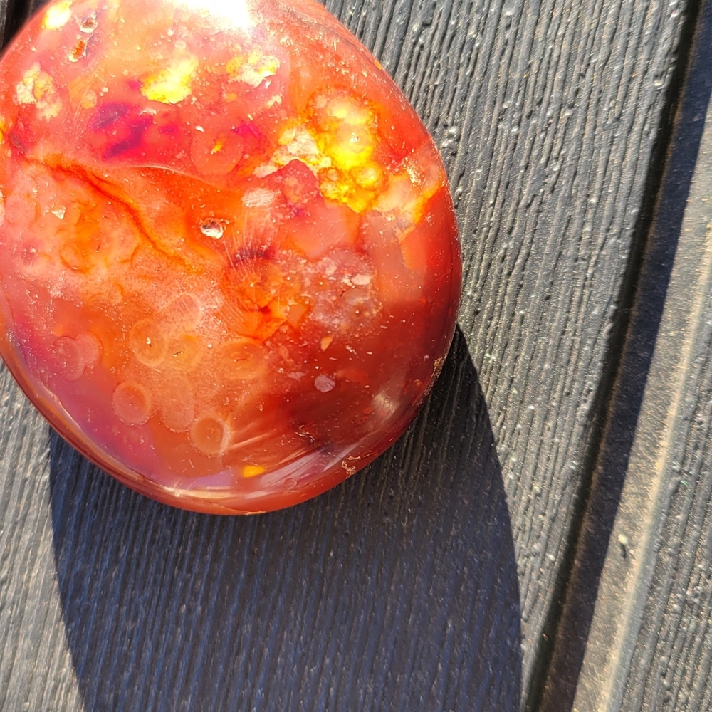 Polished Crystal Carnelian Palm Stone - Picture 3 of 5